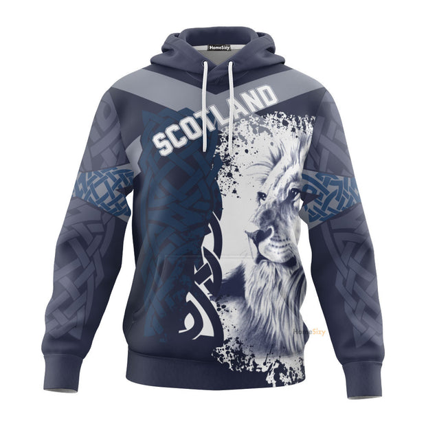 QT204301 Scotland Lion King 3D Unisex 1 Fleece Zip Hoodie