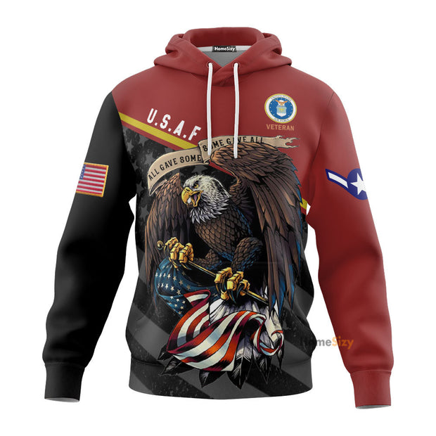 3D United States Air Force Veteran Red Custom Rank Tshirt Hoodie QT211131Hf