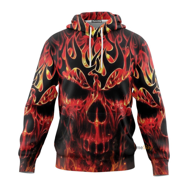 King Fire Skull 3D Printed Hoodie QT304236Tf
