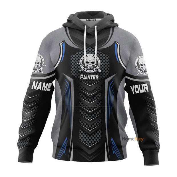 Personalized Custom Name Painter All over Hoodie 3d Metal Pattern QT207220Hf