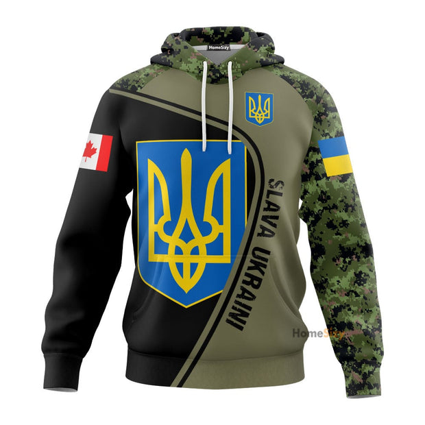 Personalized Custom Name Canada Stand With Ukraine Hoodie Slava Ukraini Camouflage Clothing QT206329Hf
