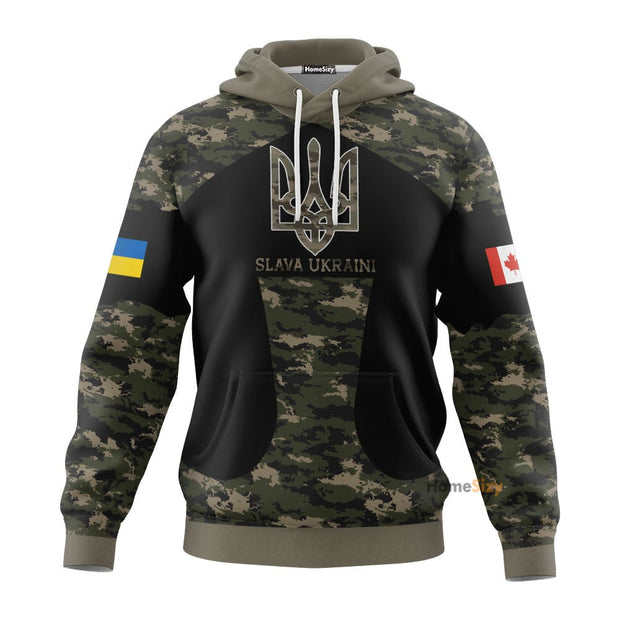 Canada Stand With Ukraine Slava Ukraini Camo Canadian Pray For Ukraine Hoodie QT210077Hg