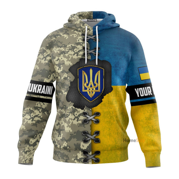 Personalized Custom Name Name Stand With Ukraine Trident Ukraine Camo Hoodie Mens Slava Ukraini Merch Hoodie QT208349Hf