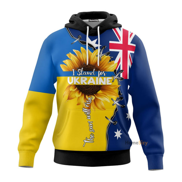 I Stand For Ukraine The Sun Will Rise Hoodie Australia Ukrainian Flag Hoodie Support Ukraine QT208011Hf