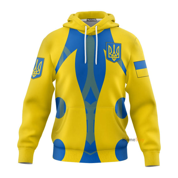 Ukraine Hoodie Ukrainian Flag With Trident Support Ukraine Clothing QT211234Hf