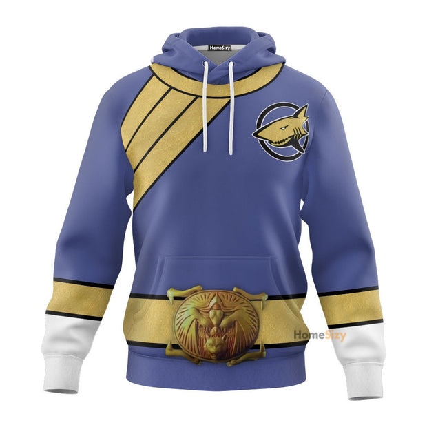3D Power Rangers Wild Force Blue Ranger Custom Cosplay Costume Hoodie QT207078Hf