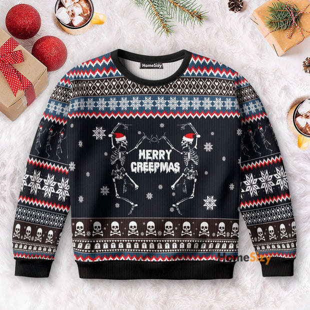 Skeleton Merry Creepmas - Christmas Gift For Adults - 3D Ugly Christmas Sweater