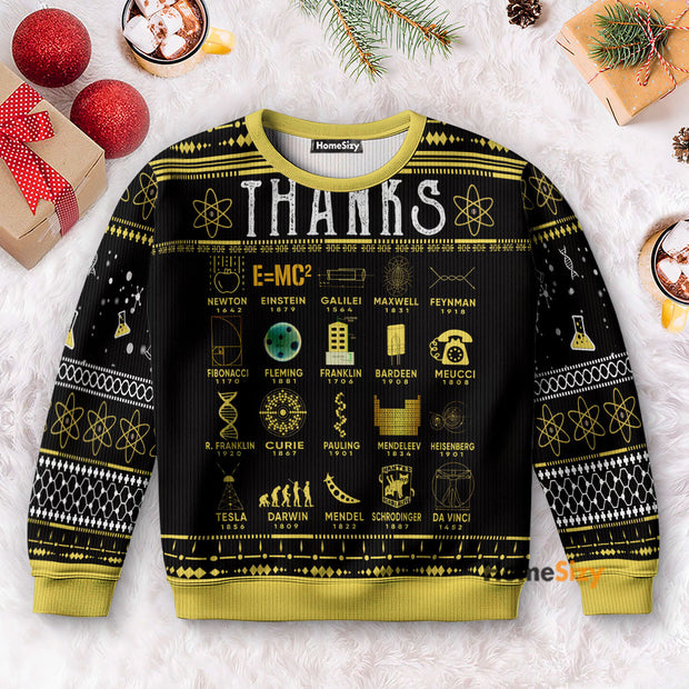 Thanks Science - Christmas Gift For Adults - 3D Ugly Christmas Sweater PN112451