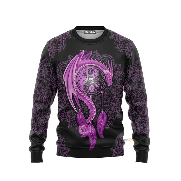 Mandala Purple Dragon - 3D Ugly Sweater QT309185