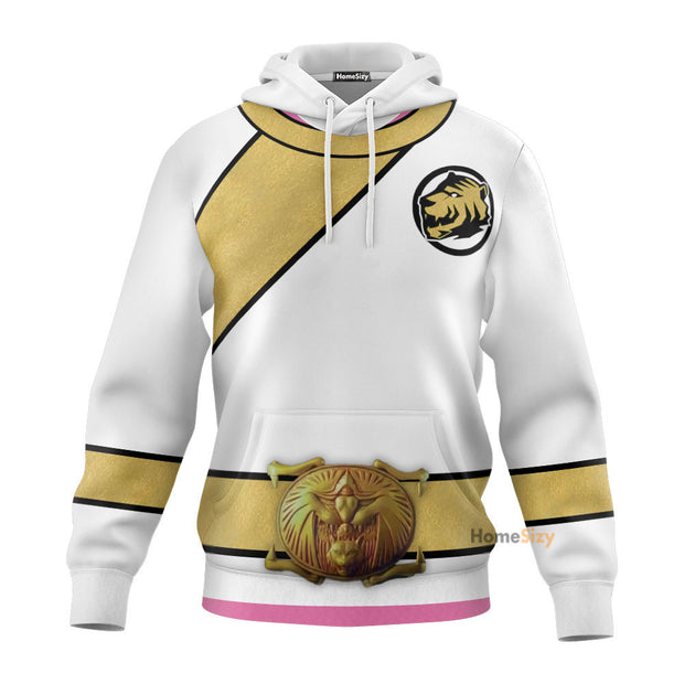 3D Power Rangers Wild Force White Custom Cosplay Costume Hoodie QT206324Hf