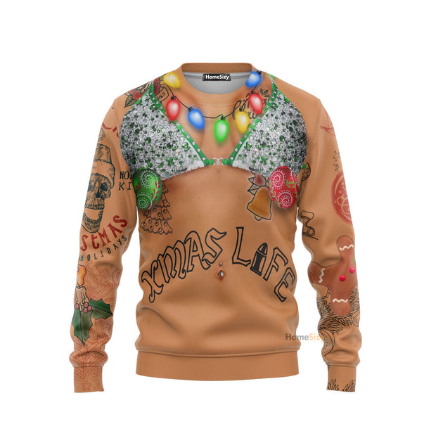 Bikini Xmas Life Tattoo Christmas Ugly Sweater