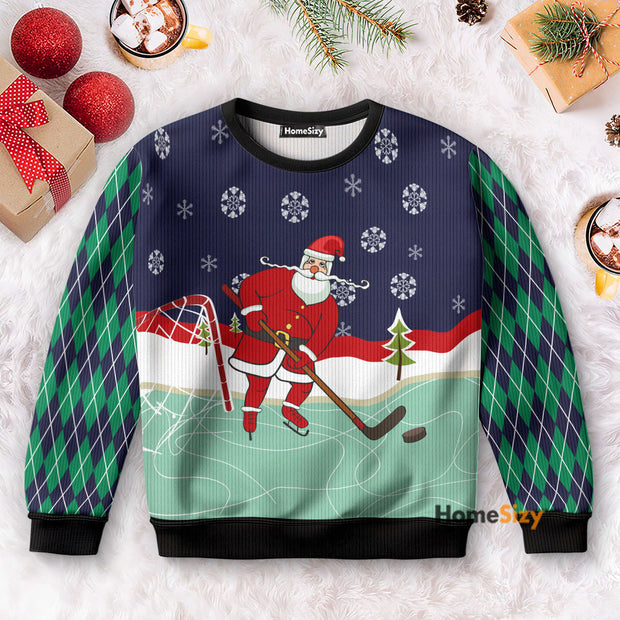 Hockey Santa Claus Funny - Christmas Gift For Adults - Ugly Christmas Sweater