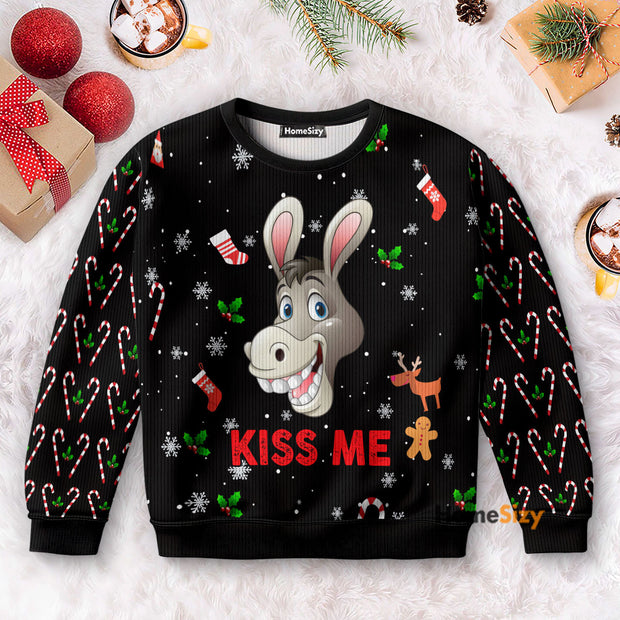 Donkey Kissme Funny - Christmas Gift For Adults - Ugly Christmas Sweater