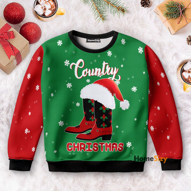 Cowgirl Country Christmas Funny - 3D Ugly Christmas Sweater