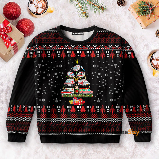 Paramedic Ambulanc Tree - 3D Christmas Ugly Sweater QT309484