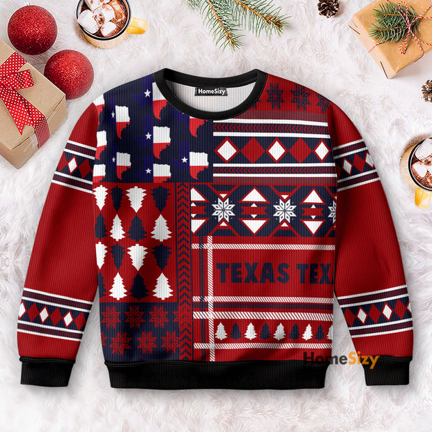 Texas Red Pattern Funny - Christmas Gift For Adults - 3D Ugly Christmas Sweater