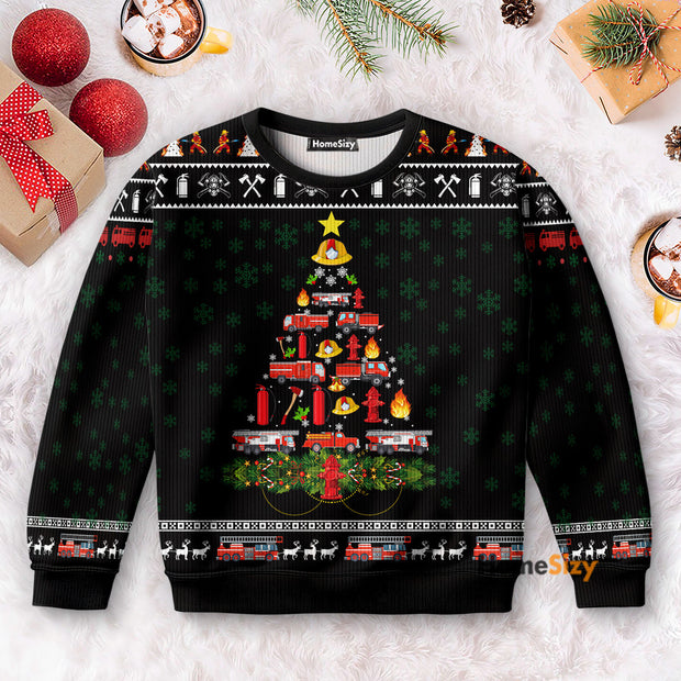 Fire Truck Firefighter - Christmas Gift For Adults - 3D Ugly Christmas Sweater QT309574