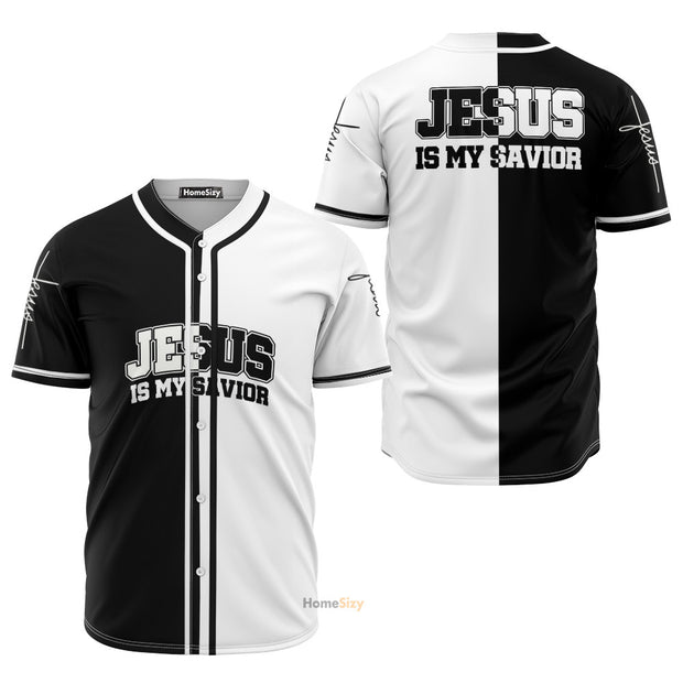 Jesus Is My Savior Black And White - Baseball Jersey