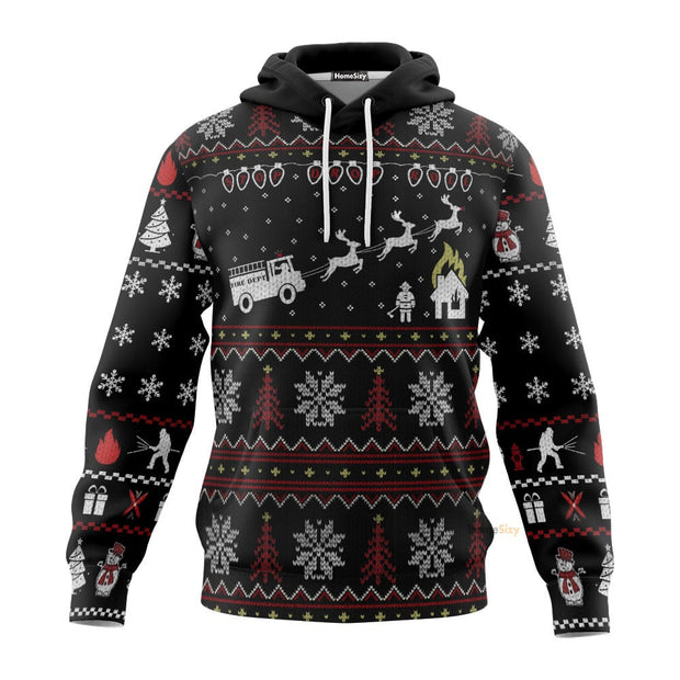 3D Firefighter Fire Dept Pattern Ugly - 3D Hoodie QT309625