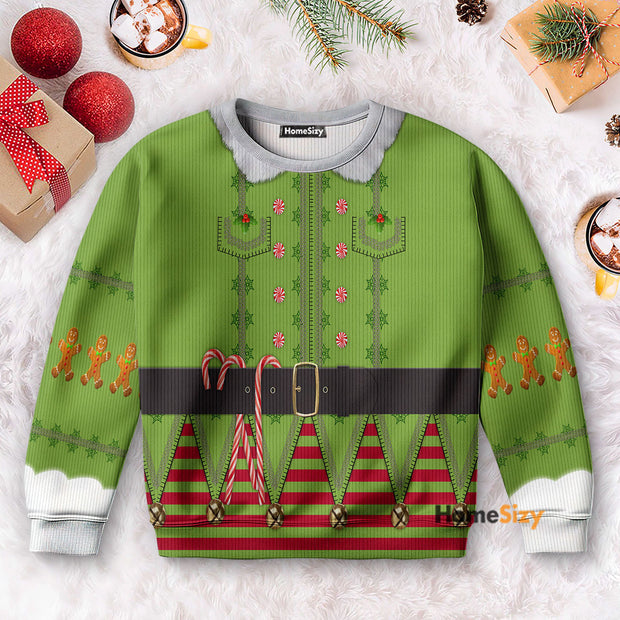 Elf Cosplay Costume - 3D Ugly Christmas Sweater QT309860