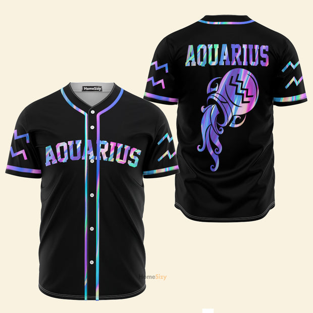 Awesome Zodiac Aquarius Hologram - Baseball Jersey