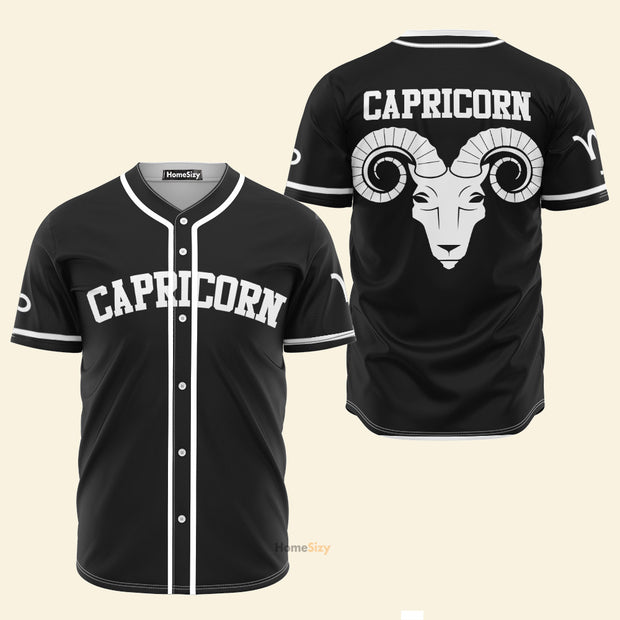 Capricorn Zodiac Black And White Z06 - Baseball Jersey