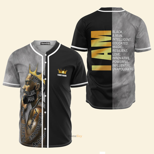 Custom Name Black Man Black King - Personalized Baseball Jersey