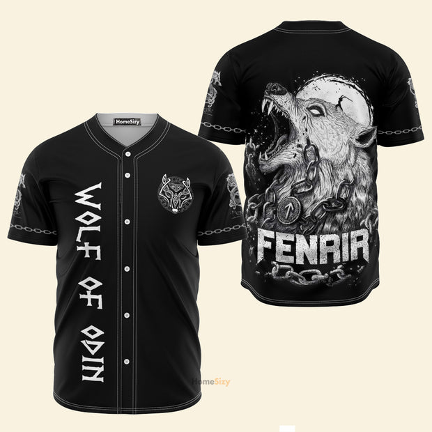 Custom Name Fenrir Wolf Of Odin Viking - Personalized Baseball Jersey