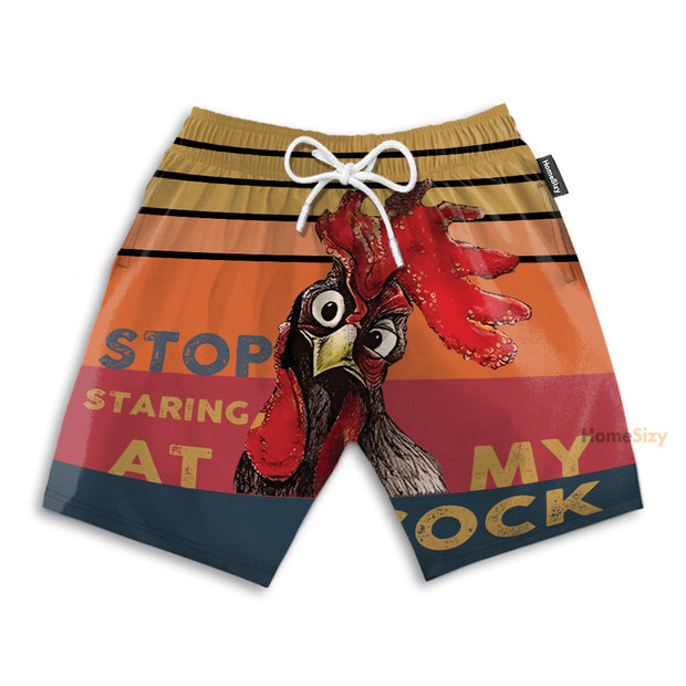 Stop Staring At My Coc Red Funny Style - Beach Shorts