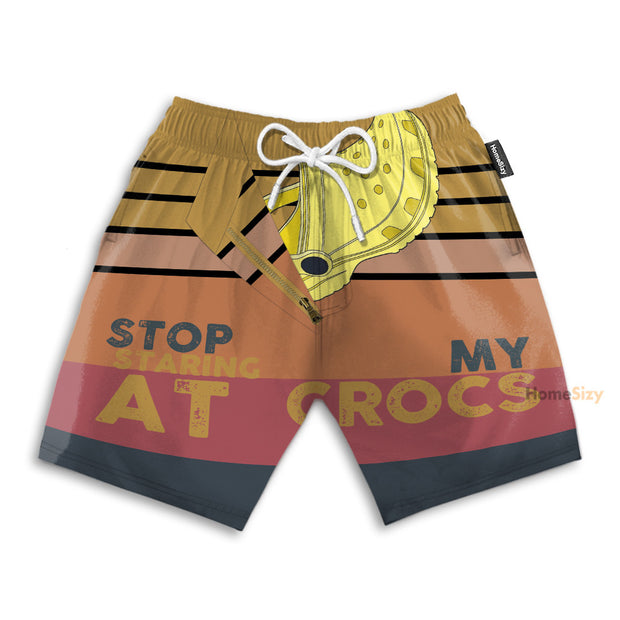 Stop Staring At My Crocs Funny Style - Beach Shorts