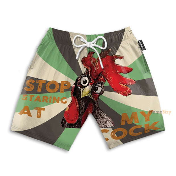 Stop Staring At My Coc Green Brown Funny Style - Beach Shorts