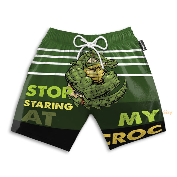 Stop Staring At My Crocs Muscle Crocodie Funny Style - Beach Shorts