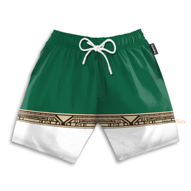 Power Ranger Zeo Green Funny Cosplay Costume - Beach Shorts