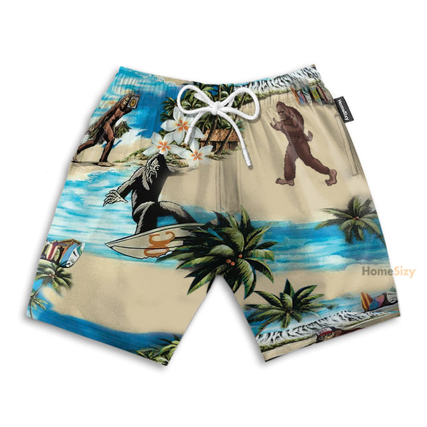 Bigfoot On The Beach Funny Style - Beach Shorts