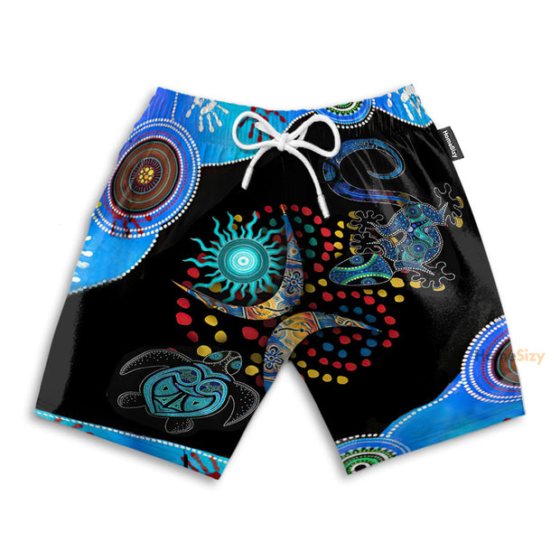 Blue Turtle Lizard - Beach Shorts