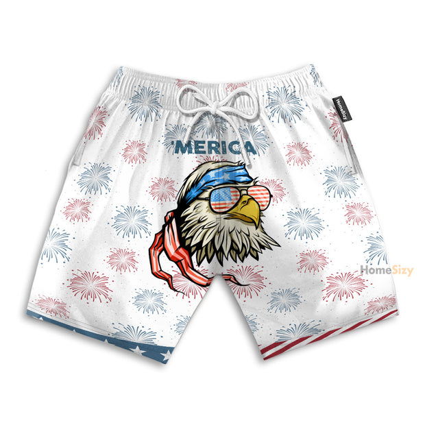 American Pride Eagle Funny Style - Beach Shorts