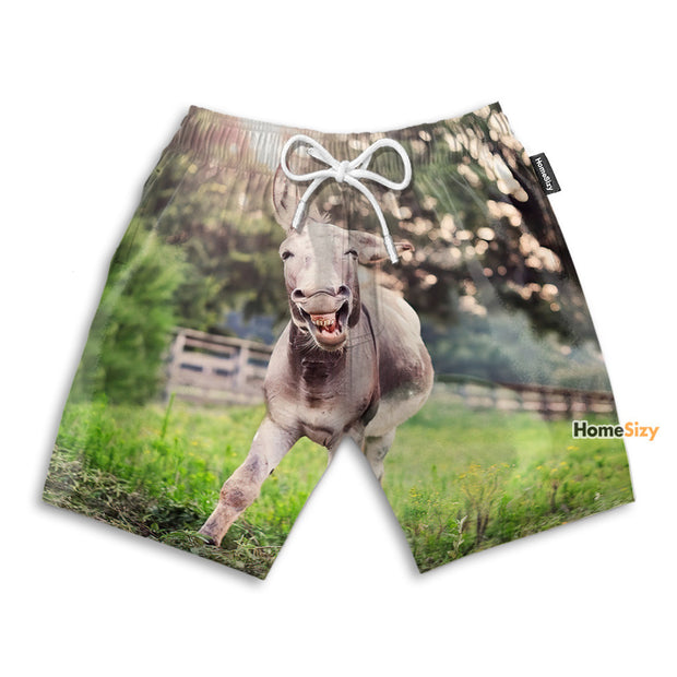 Happy Little Donkey Funny Style - Beach Shorts