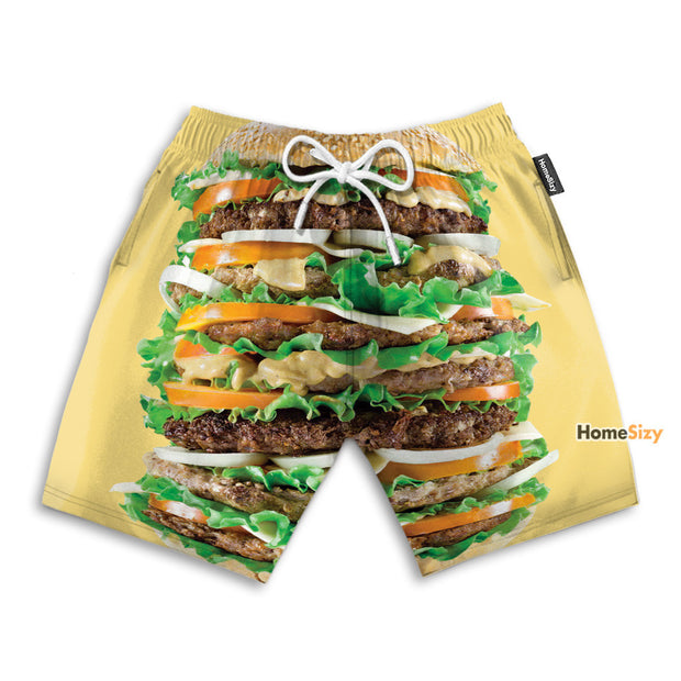 Food Hamburger Funny Cosplay Costume - Beach Shorts