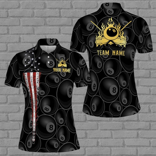 Custom Name And Team Billiards Pool Team Club - Personalized Women Polo