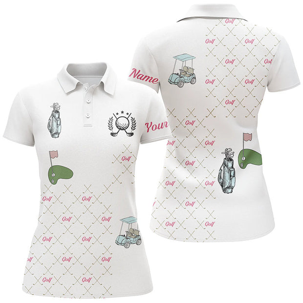 Custom Name Golf Clubs Pattern - Personalized Women Polo