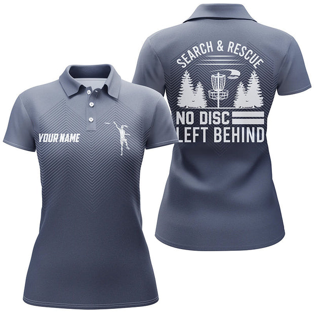 Custom Name Search & Rescue Navy Blue Geometric Disc Golf - Personalized Women Polo