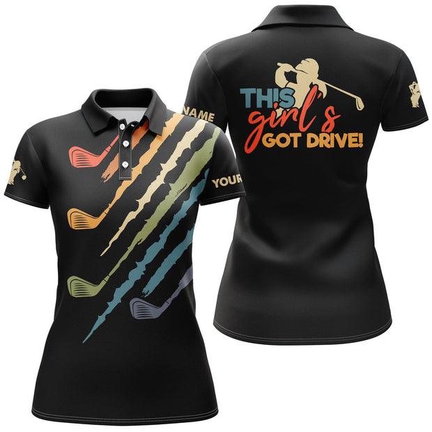 Custom Name This Girl's Got Drive Vintage Black - Personalized Women Polo