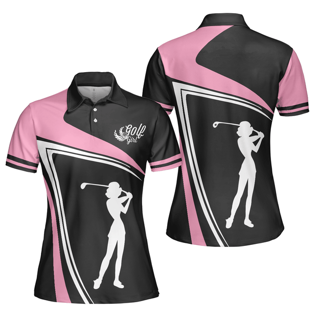 Golf Girl Black White And Pink - Women Polo