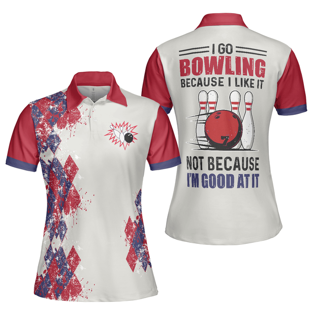 I Go Bowling Because I Like It Argyle Pattern - Women Polo