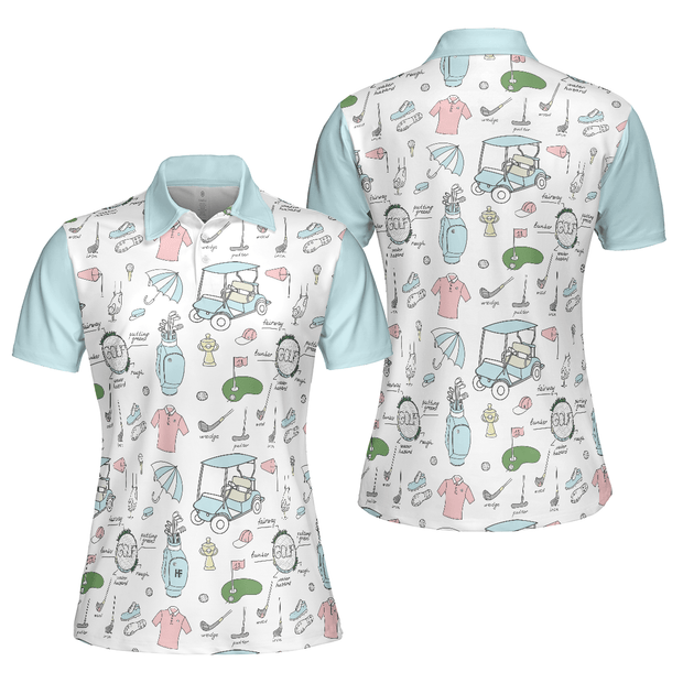 Golf Life In Blue Golf Symbol Pattern - Women Polo