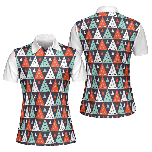 Golf Life In Ethnic Style Argyle Pattern - Women Polo
