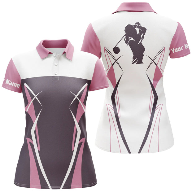 Custom Name Pink Ladies Golf - Personalized Women Polo
