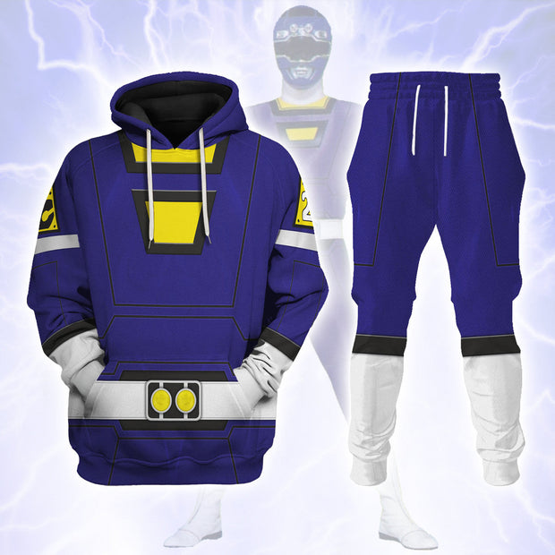 PR Blue Power Rangers Turbo Cosplay Costume - Hoodie Set PRHS35 HSQT4278