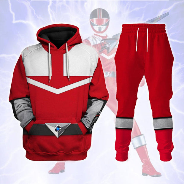 PR Power Rangers Time Force (2001) Red - Hoodies Sweatshirt T-shirt Hawaiian Tracksuit - PRHS01 QT308353