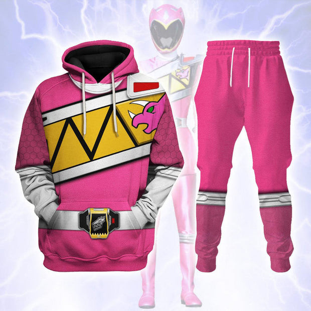 PR Pink Power Rangers Dino Charge - Hoodies Sweatshirt T-shirt Hawaiian Tracksuit - PRHS43 QT308937